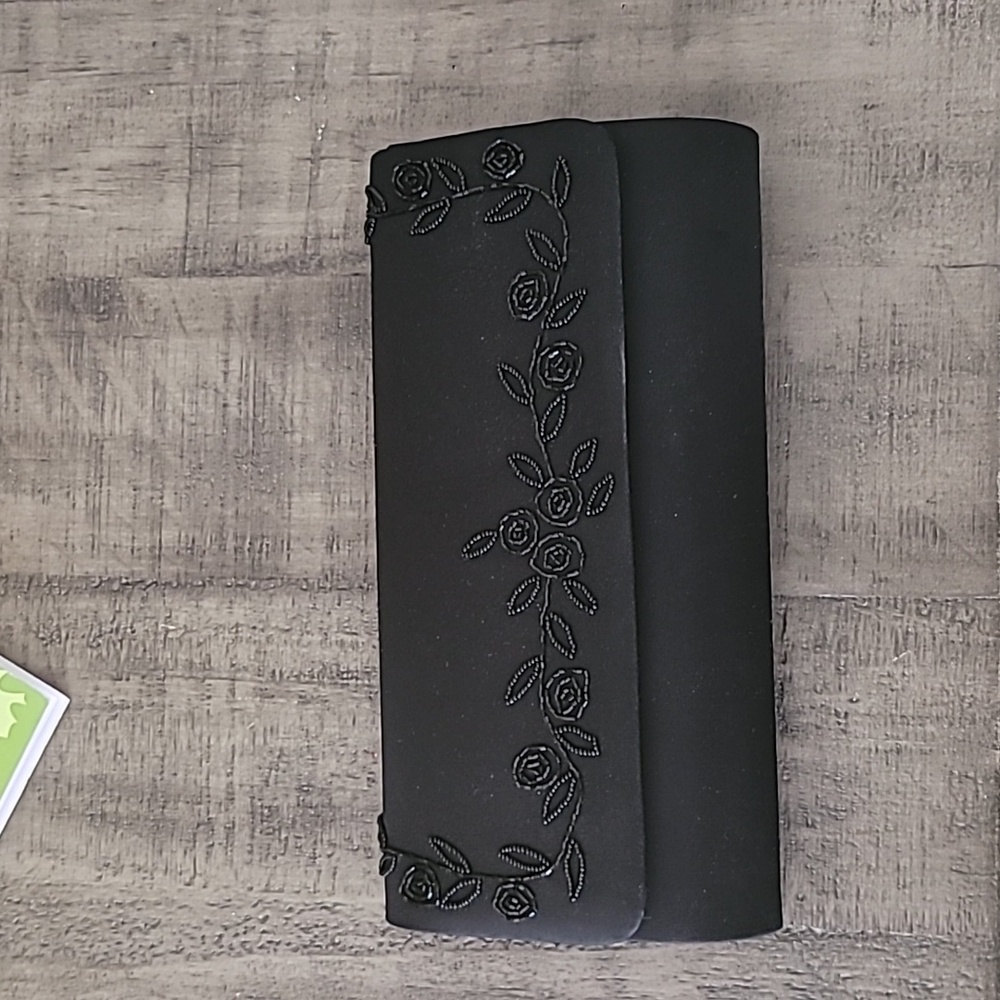 NWT Valerie Stevens Black Satin Evening Clutch With Lipstick Holder - Picture 1 of 6